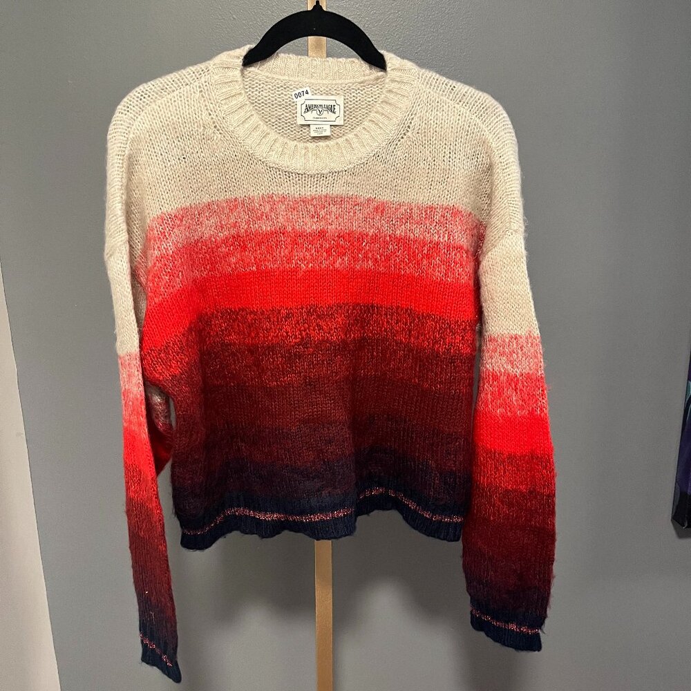New America Eagle Ombré Stripe Mock Neck Sweater Size M